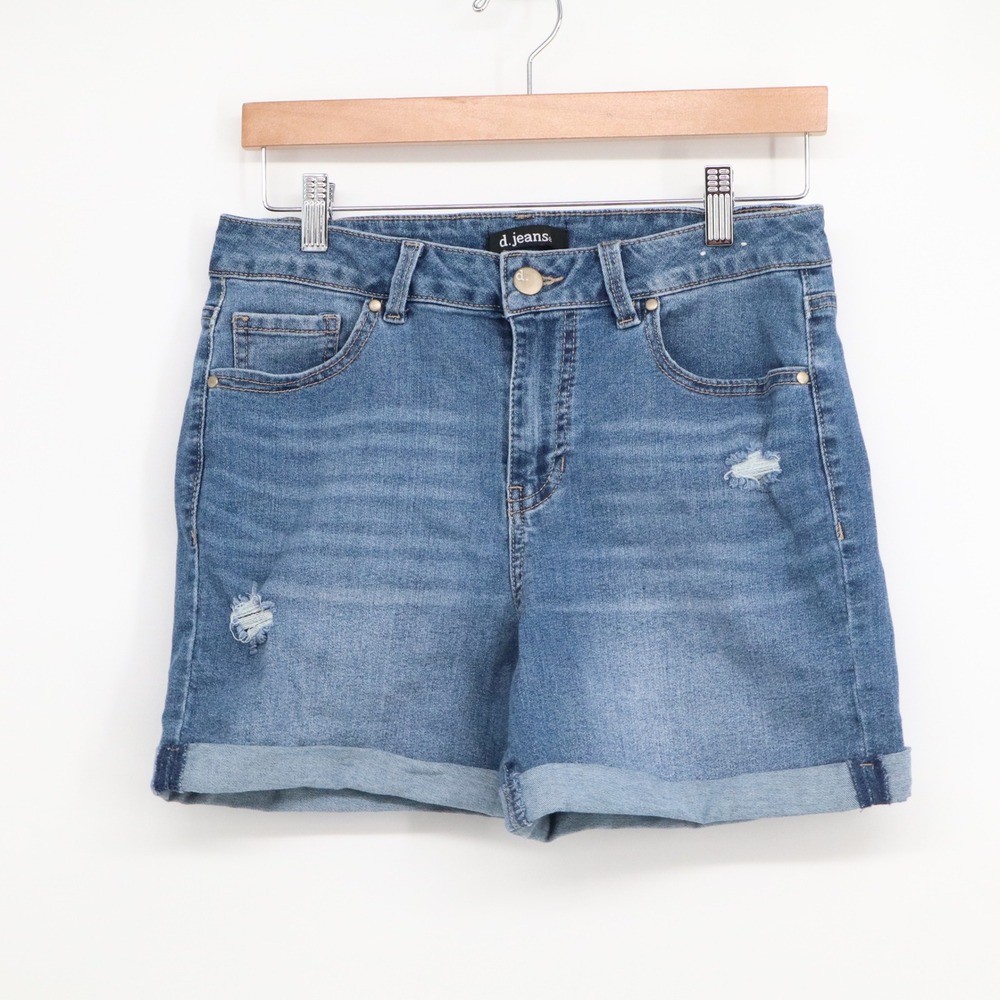 d.jeans Shorts Womens 10 Denim Medium Wash Distressed Cuffed Excellent